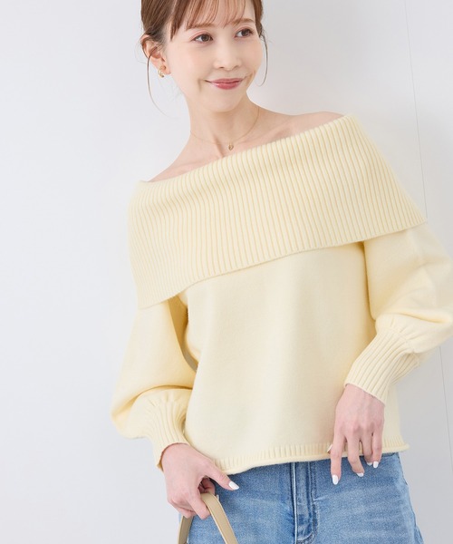 ROPE' PICNIC(ロペピクニック)の「【emur/エミュール】オフショルダーニット(ニット/セーター・レディース・オフホワイト/ブラック/ピンク・38)」の2枚目の写真
