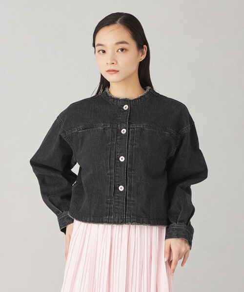 EMMEL REFINES（エメルリファインズ）の「＜EMMEL REFINES＞EM フリンジ ノーカラー デニム ジャケット（デニムジャケット・レディース・ブラック/コバルトブルー・FREE）」の8枚目の写真