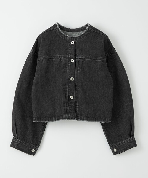 【courreges】　デニム　ジャケット　フリンジ　ノーカラー courreges】 デニム ジャケット フリンジ ノーカラー