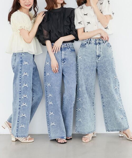 セール】リボンビジューデニムパンツ（デニムパンツ）｜MAJESTIC LEGON