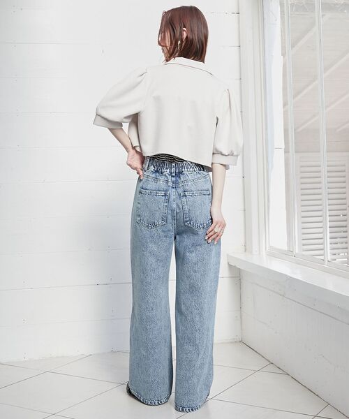 MAJESTIC LEGON（マジェスティックレゴン）の「リボンビジューデニムパンツ（デニムパンツ・レディース・グレー系その他/ブルー系その他3/グレー/サックスブルー/ピンク/ネイビー・SMALL/LARGE/MEDIUM）」の8枚目の写真