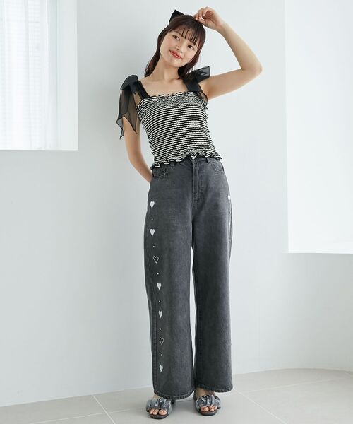 MAJESTIC LEGON（マジェスティックレゴン）の「リボンビジューデニムパンツ（デニムパンツ・レディース・グレー系その他/ブルー系その他3/グレー/サックスブルー/ピンク/ネイビー・SMALL/LARGE/MEDIUM）」の16枚目の写真