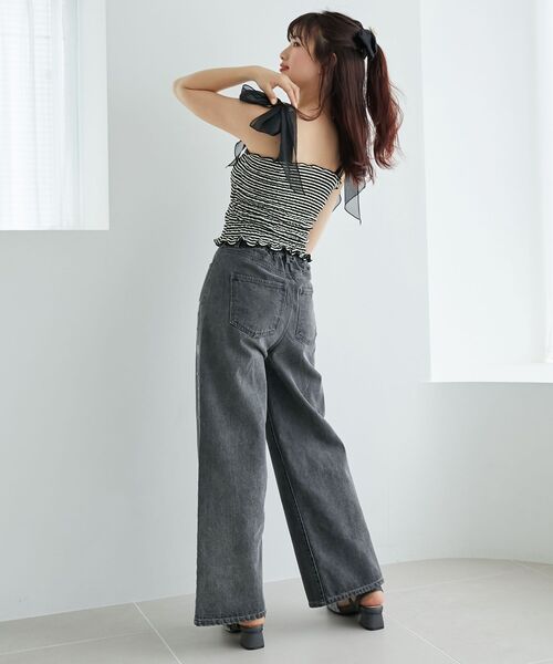 MAJESTIC LEGON（マジェスティックレゴン）の「リボンビジューデニムパンツ（デニムパンツ・レディース・グレー系その他/ブルー系その他3/グレー/サックスブルー/ピンク/ネイビー・SMALL/LARGE/MEDIUM）」の17枚目の写真