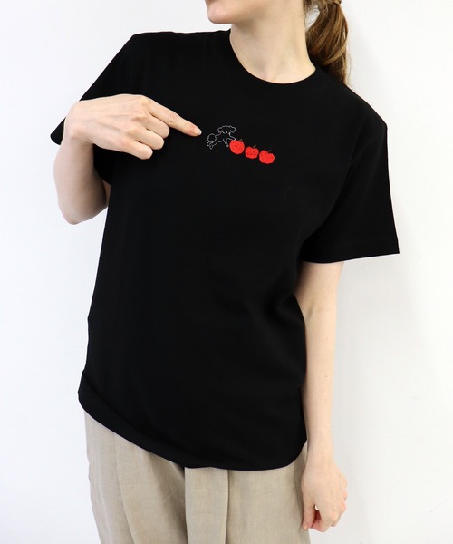 haupia（ハウピア）の「シロペキはリンゴ３個分【Tシャツ】（Tシャツ/カットソー・レディース・オフホワイト/グレー/サックスブルー/ブラック・MEDIUM）」の3枚目の写真