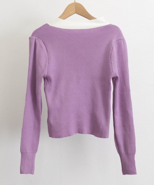 Miniministore(ミニミニストア)の「リボンネック リブニット トップス(ニット/セーター・レディース・ブラック/キャメル/アイボリー/パープル・FREE)」の17枚目の写真