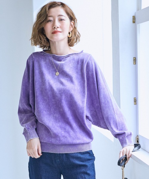 SMILE LAND（スマイルランド）の「＜大きいサイズ＞綿混ドルマンスリーブビンテージ風ニットプルオーバー【OtonaSMILE】（ニット/セーター・レディース・ブラック系/パープル系・L/LL/3L/4L/5L）」の11枚目の写真