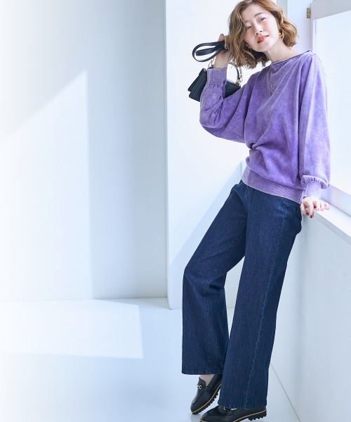 SMILE LAND（スマイルランド）の「＜大きいサイズ＞綿混ドルマンスリーブビンテージ風ニットプルオーバー【OtonaSMILE】（ニット/セーター・レディース・ブラック系/パープル系・L/LL/3L/4L/5L）」の9枚目の写真