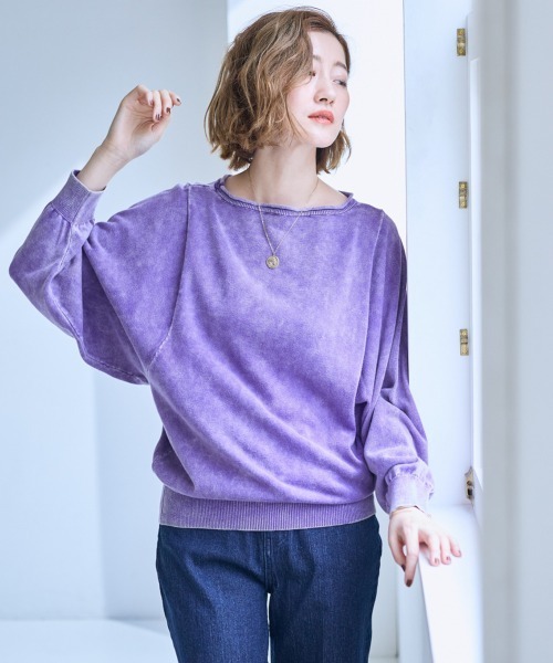 SMILE LAND（スマイルランド）の「＜大きいサイズ＞綿混ドルマンスリーブビンテージ風ニットプルオーバー【OtonaSMILE】（ニット/セーター・レディース・ブラック系/パープル系・L/LL/3L/4L/5L）」の10枚目の写真
