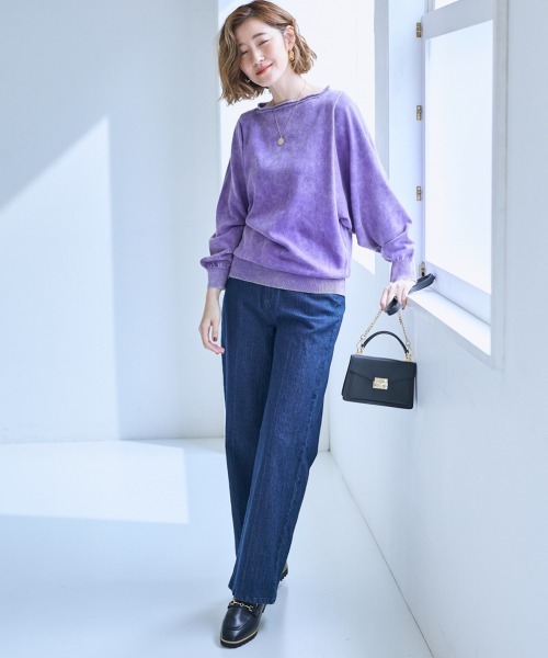 SMILE LAND（スマイルランド）の「＜大きいサイズ＞綿混ドルマンスリーブビンテージ風ニットプルオーバー【OtonaSMILE】（ニット/セーター・レディース・ブラック系/パープル系・L/LL/3L/4L/5L）」の12枚目の写真