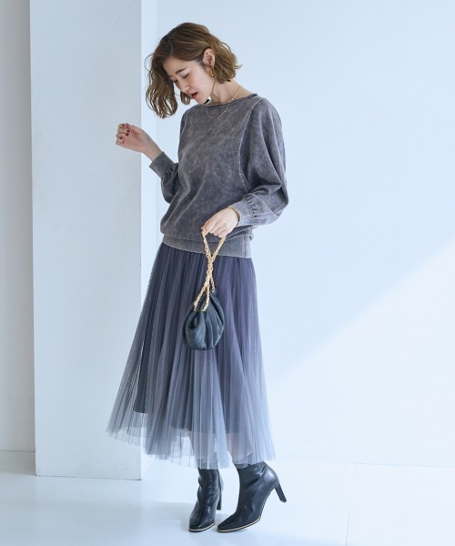 SMILE LAND（スマイルランド）の「＜大きいサイズ＞綿混ドルマンスリーブビンテージ風ニットプルオーバー【OtonaSMILE】（ニット/セーター・レディース・ブラック系/パープル系・L/LL/3L/4L/5L）」の14枚目の写真