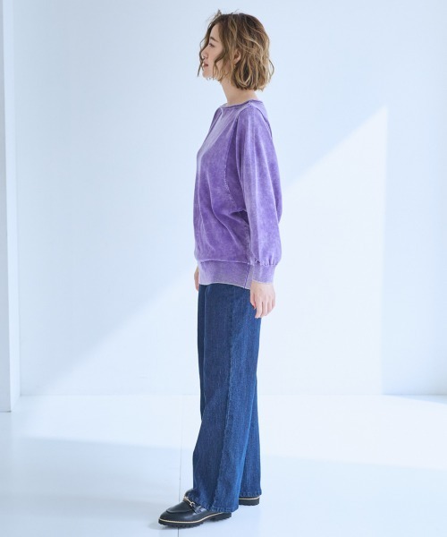 SMILE LAND（スマイルランド）の「＜大きいサイズ＞綿混ドルマンスリーブビンテージ風ニットプルオーバー【OtonaSMILE】（ニット/セーター・レディース・ブラック系/パープル系・L/LL/3L/4L/5L）」の5枚目の写真