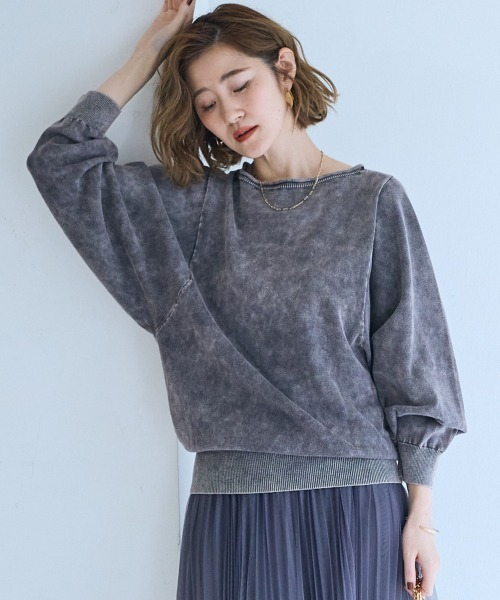 SMILE LAND（スマイルランド）の「＜大きいサイズ＞綿混ドルマンスリーブビンテージ風ニットプルオーバー【OtonaSMILE】（ニット/セーター・レディース・ブラック系/パープル系・L/LL/3L/4L/5L）」の22枚目の写真