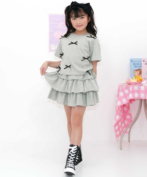 Bee des Bee（ビーデスビー）の「フリルスカート（スカート・キッズ・ブラック/アイボリー/杢グレー/ライトブルー・120cm/130cm/140cm/150cm/110cm/100cm）」の14枚目の写真