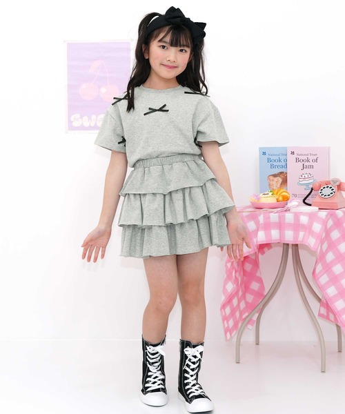 Bee des Bee（ビーデスビー）の「フリルスカート（スカート・キッズ・ブラック/アイボリー/杢グレー/ライトブルー・120cm/130cm/140cm/150cm/110cm/100cm）」の15枚目の写真