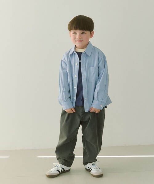 green label relaxing（グリーンレーベルリラクシング）の「ストライプ コーチシャツ / キッズ  100cm-130cm（シャツ/ブラウス・キッズ・ロイヤルブルー/ライトブルー・120cm/130cm/110cm）」の3枚目の写真