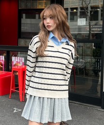 RAY CASSIN | 【襟取り外し可】襟付ルーズケーブルVネックニット(ニット/セーター)