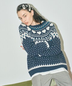 リクエスト品 PINK HOUSE フェアアイル風 ハート花刺繍 ニット