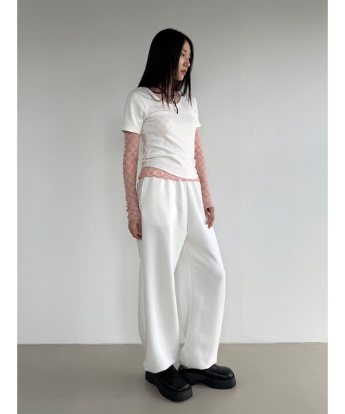 Didot.showroom（ディドット ショールーム）の「【DIDOT.】フラワーレースシアーメロウTEE（Tシャツ/カットソー・レディース・クリーム/チャコール/インディゴブルー/ホワイト/ピンク・FREE）」の16枚目の写真