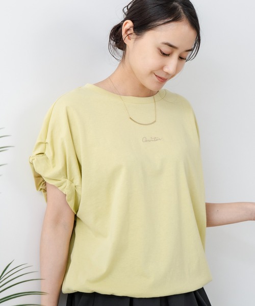 C17(シーセブンティーン)の「【C17/シーセブンティーン】5分袖 刺繍 ねじりスリーブTシャツ(Tシャツ/カットソー・レディース・ホワイト/チャコールグレー/イエロー・MEDIUM/LARGE)」の3枚目の写真