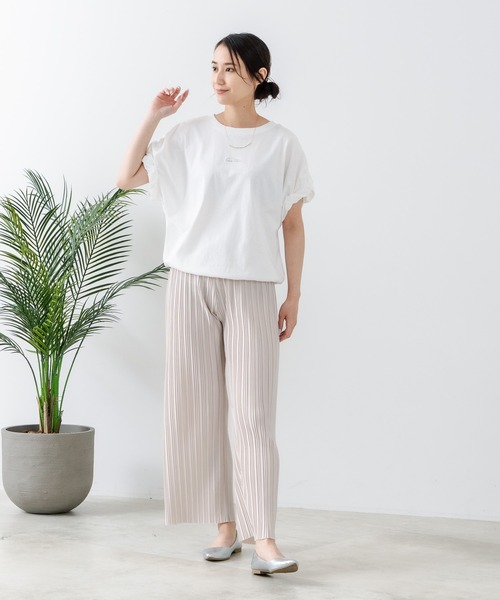 C17(シーセブンティーン)の「【C17/シーセブンティーン】5分袖 刺繍 ねじりスリーブTシャツ(Tシャツ/カットソー・レディース・ホワイト/チャコールグレー/イエロー・MEDIUM/LARGE)」の5枚目の写真