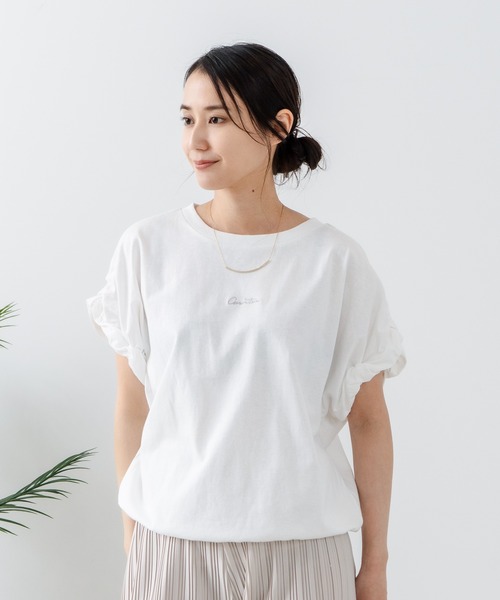 C17(シーセブンティーン)の「【C17/シーセブンティーン】5分袖 刺繍 ねじりスリーブTシャツ(Tシャツ/カットソー・レディース・ホワイト/チャコールグレー/イエロー・MEDIUM/LARGE)」の10枚目の写真