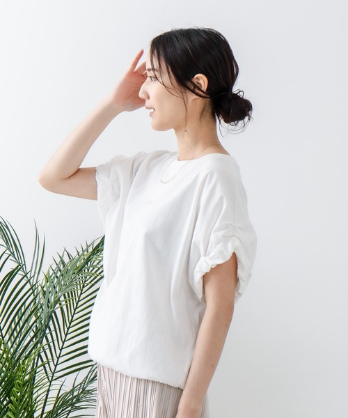 C17(シーセブンティーン)の「【C17/シーセブンティーン】5分袖 刺繍 ねじりスリーブTシャツ(Tシャツ/カットソー・レディース・ホワイト/チャコールグレー/イエロー・MEDIUM/LARGE)」の11枚目の写真