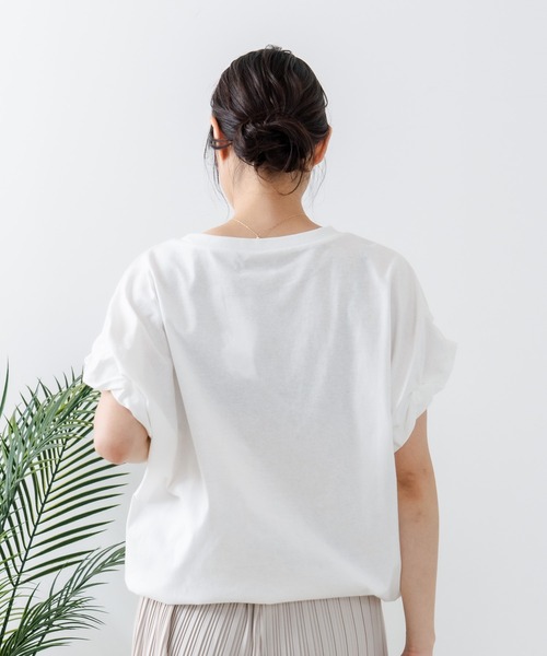 C17(シーセブンティーン)の「【C17/シーセブンティーン】5分袖 刺繍 ねじりスリーブTシャツ(Tシャツ/カットソー・レディース・ホワイト/チャコールグレー/イエロー・MEDIUM/LARGE)」の12枚目の写真