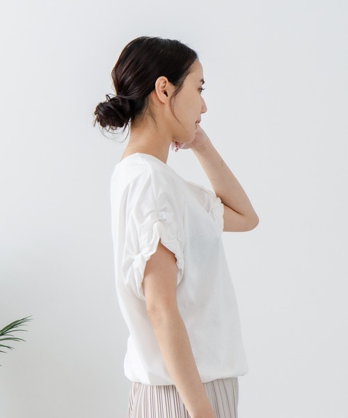 C17(シーセブンティーン)の「【C17/シーセブンティーン】5分袖 刺繍 ねじりスリーブTシャツ(Tシャツ/カットソー・レディース・ホワイト/チャコールグレー/イエロー・MEDIUM/LARGE)」の13枚目の写真