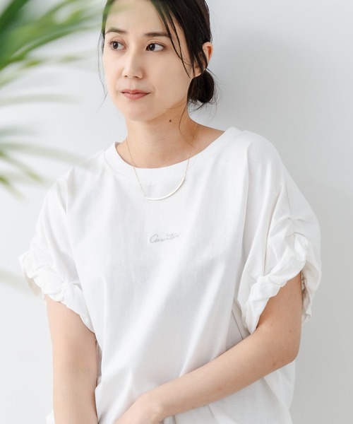 C17(シーセブンティーン)の「【C17/シーセブンティーン】5分袖 刺繍 ねじりスリーブTシャツ(Tシャツ/カットソー・レディース・ホワイト/チャコールグレー/イエロー・MEDIUM/LARGE)」の14枚目の写真