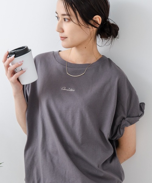 C17(シーセブンティーン)の「【C17/シーセブンティーン】5分袖 刺繍 ねじりスリーブTシャツ(Tシャツ/カットソー・レディース・ホワイト/チャコールグレー/イエロー・MEDIUM/LARGE)」の19枚目の写真