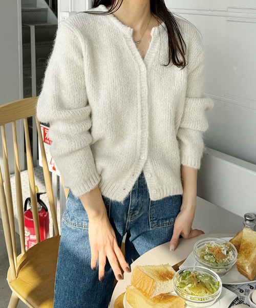 LE MORE（リモア）の「ヘンリーVネックカーディガン（カーディガン/ボレロ・レディース・ベージュ/アイボリー/チャコール・FREE）」の14枚目の写真