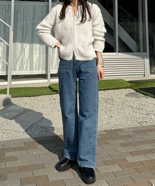 LE MORE（リモア）の「ヘンリーVネックカーディガン（カーディガン/ボレロ・レディース・ベージュ/アイボリー/チャコール・FREE）」の15枚目の写真