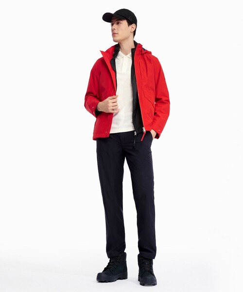 AIGLE（エーグル）の「GORE-TEX ゴアテックス 防水 防風 透湿 3レイヤーフーデッドジャケット / フード取り外し可（マウンテンパーカー・メンズ・レッド/ダークブルー・L/M/XL/S）」の10枚目の写真