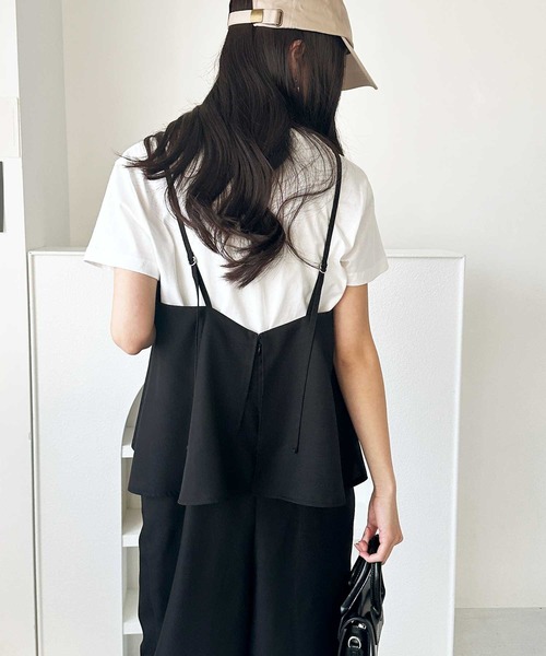 CHERI/ベロアサロペット GeeRA サロペット オーバーオール セットアップ風フリルビスチェ
