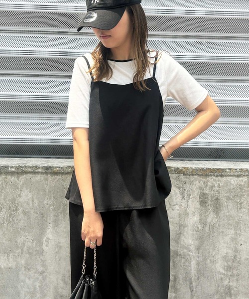 セール】セットアップ風フリルビスチェキャミソールサロペット