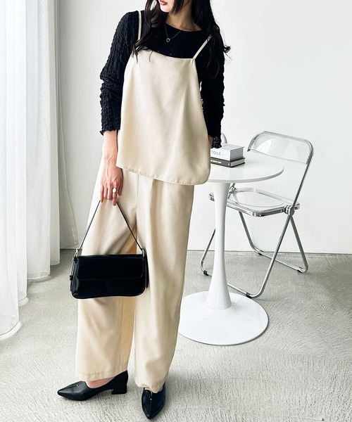 GeeRA（ジーラ）の「セットアップ風ペプラムフリルビスチェサロペット（サロペット/オーバーオール・レディース・チャコール/ブラック/ライトベージュ/ネイビー系・LARGE/X-LARGE/MEDIUM/SMALL）」の11枚目の写真