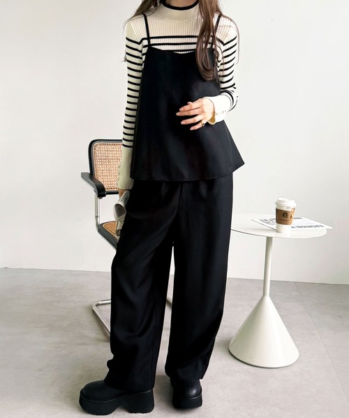 GeeRA（ジーラ）の「セットアップ風ペプラムフリルビスチェサロペット（サロペット/オーバーオール・レディース・チャコール/ブラック/ライトベージュ/ネイビー系・LARGE/X-LARGE/MEDIUM/SMALL）」の22枚目の写真