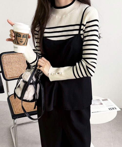 GeeRA（ジーラ）の「セットアップ風ペプラムフリルビスチェサロペット（サロペット/オーバーオール・レディース・チャコール/ブラック/ライトベージュ/ネイビー系・LARGE/X-LARGE/MEDIUM/SMALL）」の18枚目の写真