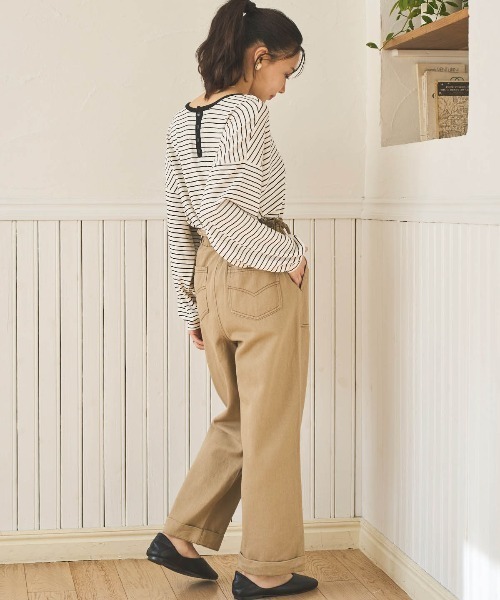 mil(ミル)の「【150㎝前後の小柄さんサイズ】前後2way ボーダーロンT(Tシャツ/カットソー・レディース・ブラウン/ブラック/オフホワイト・XS/S)」の14枚目の写真