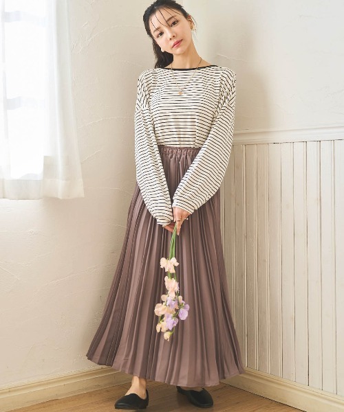 mil(ミル)の「【150㎝前後の小柄さんサイズ】前後2way ボーダーロンT(Tシャツ/カットソー・レディース・ブラウン/ブラック/オフホワイト・XS/S)」の17枚目の写真