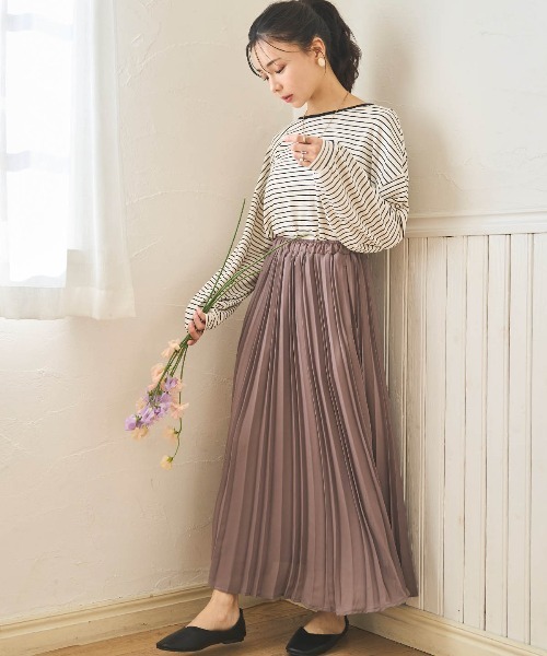 mil(ミル)の「【150㎝前後の小柄さんサイズ】前後2way ボーダーロンT(Tシャツ/カットソー・レディース・ブラウン/ブラック/オフホワイト・XS/S)」の18枚目の写真