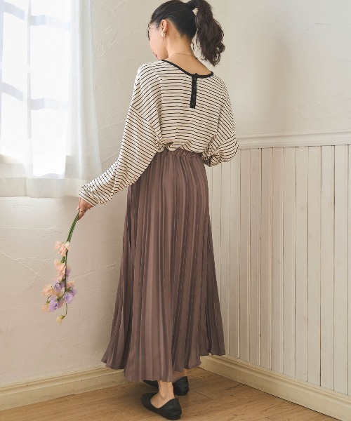 mil(ミル)の「【150㎝前後の小柄さんサイズ】前後2way ボーダーロンT(Tシャツ/カットソー・レディース・ブラウン/ブラック/オフホワイト・XS/S)」の19枚目の写真