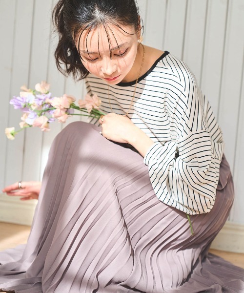 mil(ミル)の「【150㎝前後の小柄さんサイズ】前後2way ボーダーロンT(Tシャツ/カットソー・レディース・ブラウン/ブラック/オフホワイト・XS/S)」の20枚目の写真