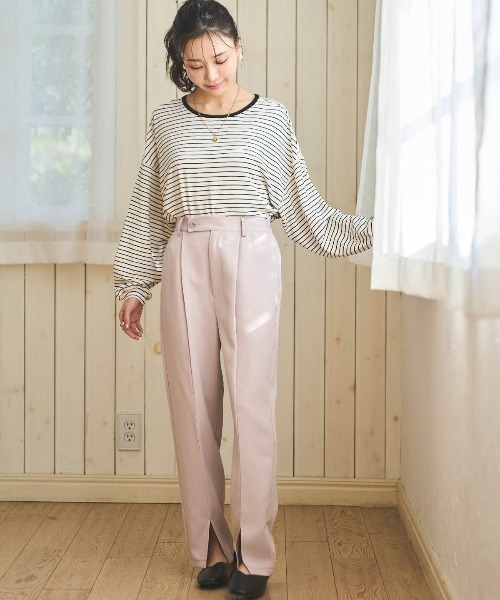mil(ミル)の「【150㎝前後の小柄さんサイズ】前後2way ボーダーロンT(Tシャツ/カットソー・レディース・ブラウン/ブラック/オフホワイト・XS/S)」の16枚目の写真