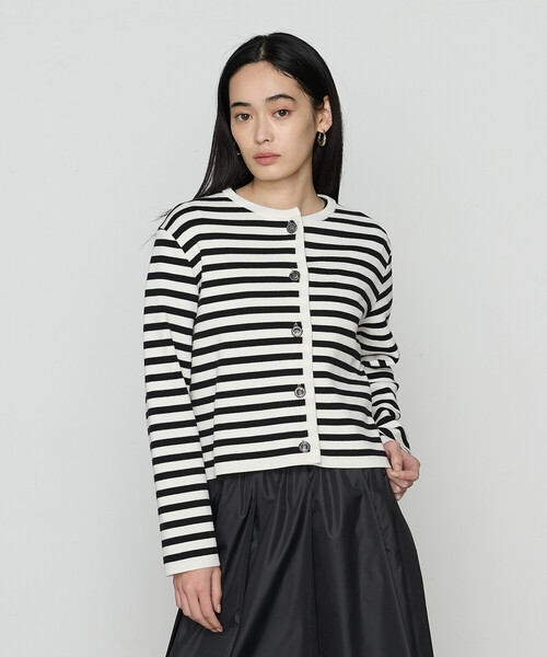 COMME CA（コムサ）の「ボーダー／バイカラー カーディガン（カーディガン/ボレロ・レディース・ホワイト/ブラック・9号）」の5枚目の写真