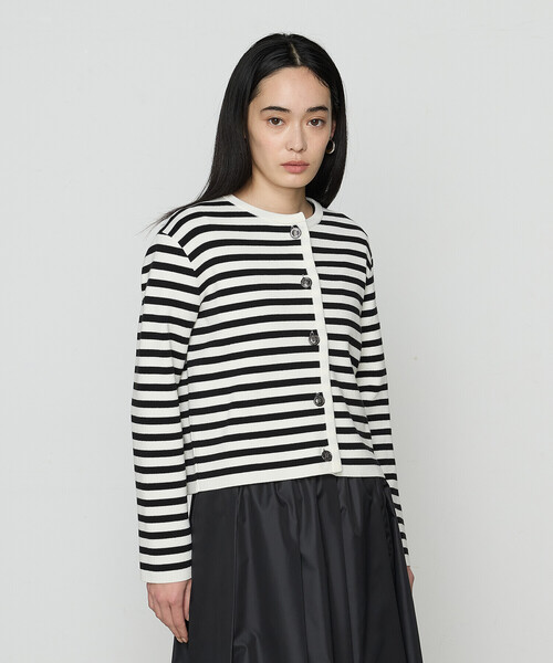 COMME CA（コムサ）の「ボーダー／バイカラー カーディガン（カーディガン/ボレロ・レディース・ホワイト/ブラック・9号）」の6枚目の写真
