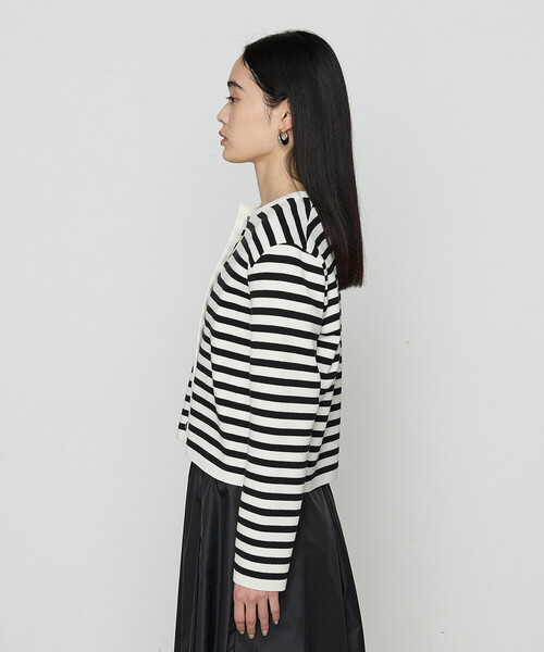 COMME CA（コムサ）の「ボーダー／バイカラー カーディガン（カーディガン/ボレロ・レディース・ホワイト/ブラック・9号）」の13枚目の写真