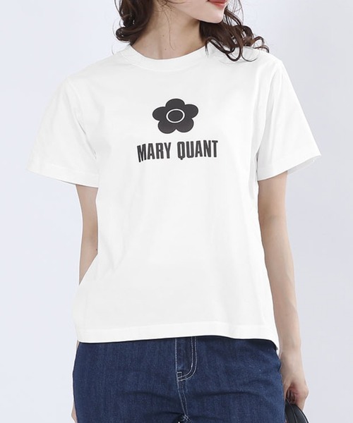 すぐ届く☆MARY QUANT Tシャツ 配色ロゴ＆デイジーがポイント♪ MARY QUANT tシャツ マリークワント mary quant シンプル