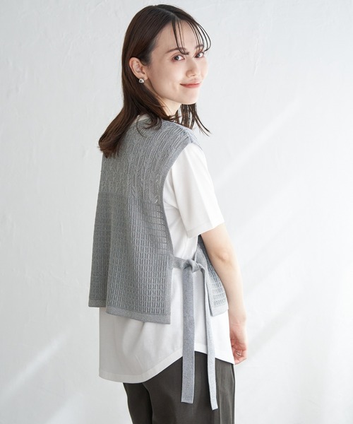 ikka(イッカ)の「【2点セット】透かし編みラメニットベストアンサンブル(ニット/セーター・レディース・ベージュ/グレー/スカイブルー・M/L/S)」の16枚目の写真
