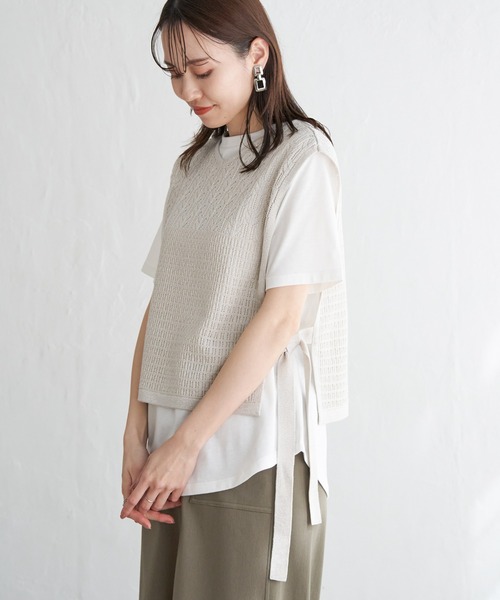 ikka(イッカ)の「【2点セット】透かし編みラメニットベストアンサンブル(ニット/セーター・レディース・ベージュ/グレー/スカイブルー・M/L/S)」の20枚目の写真